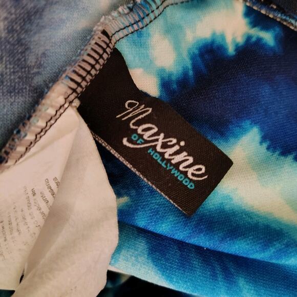 Maxine Of Hollywood Swimming Suit 1 Piece Woman's Plus Size 3x 22 24 Blue Tiedye - Picture 4 of 7
